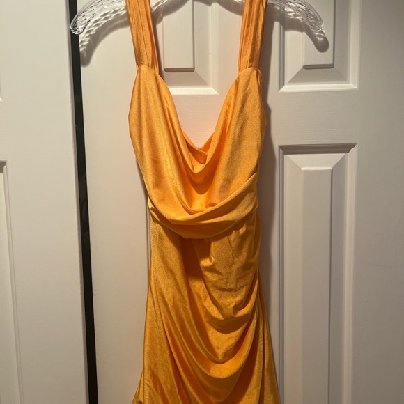 Melina Ruched Bodycon Dress in Orange - Picture 3 of 6